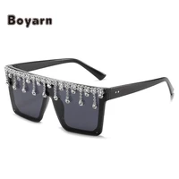 boyarn 2022 new handmade diamond sunglasses hot all match box one piece sunglasses large frame rice custom diamond sunglasses