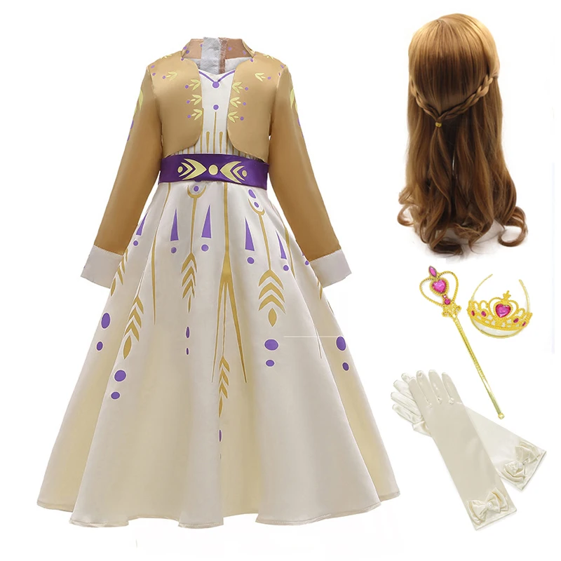 

Halloween Anna Dress for Girls Cosplay Costume Snow Queen Elsa 2 Dresses Anna Dress for Birthday Halloween Party Dress Up Gift
