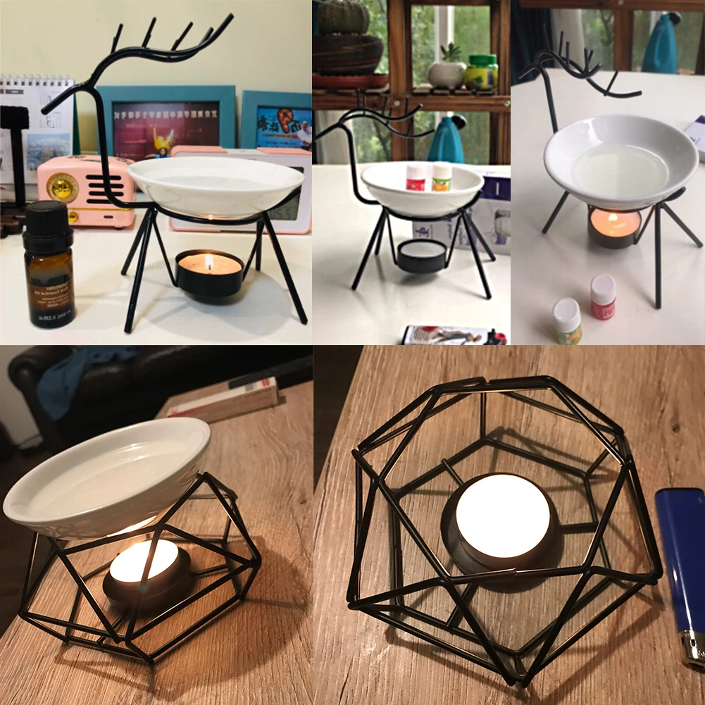 

Bird's Nest Deer Wax Melts Oil Burner Aroma Metal Candlestick Candle Holder Decor Home Decoration Art Gift For Weddings Parties