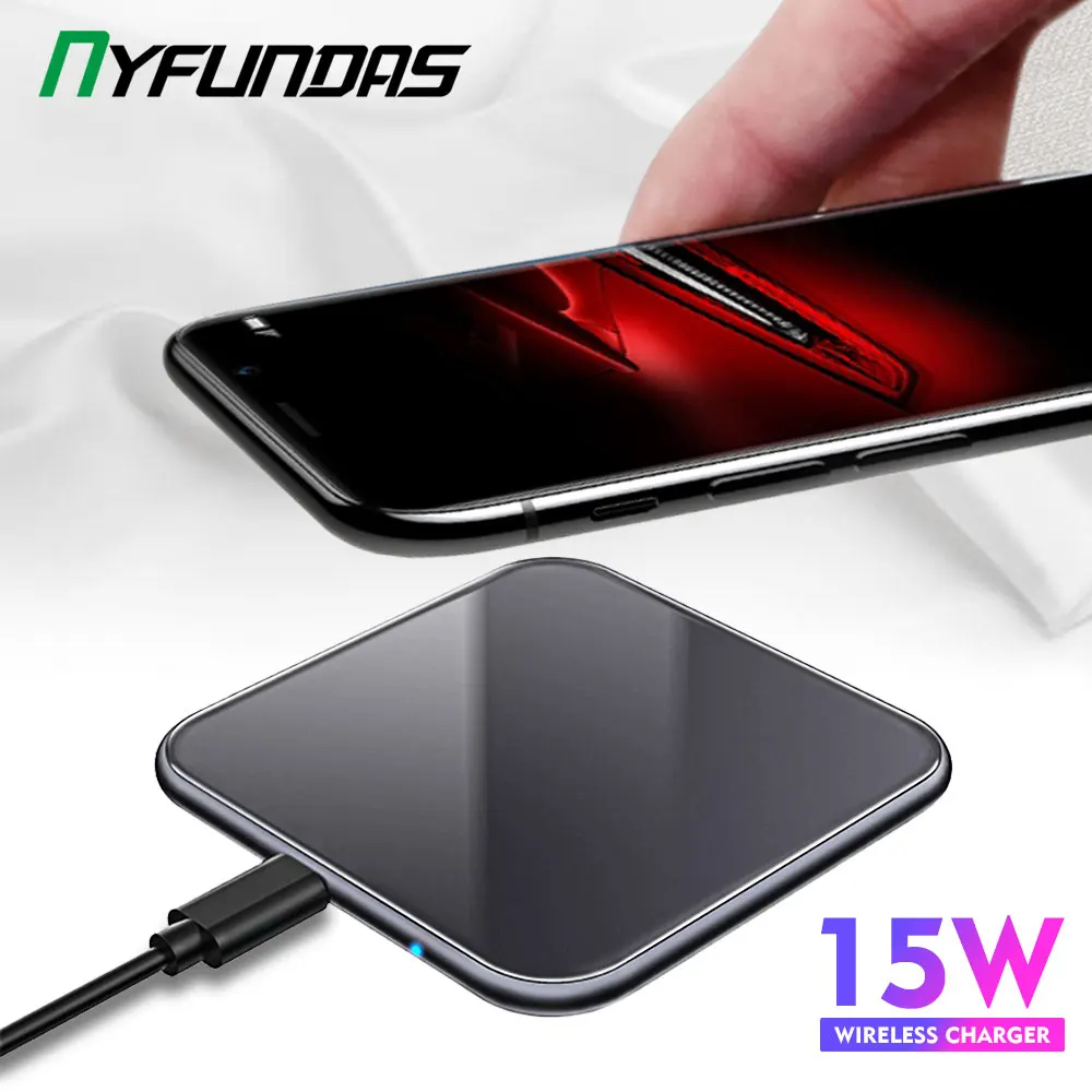 15 Вт зеркальное покрытие беспроводное зарядное устройство для Samsung Note 10 Plus S10 Xiaomi