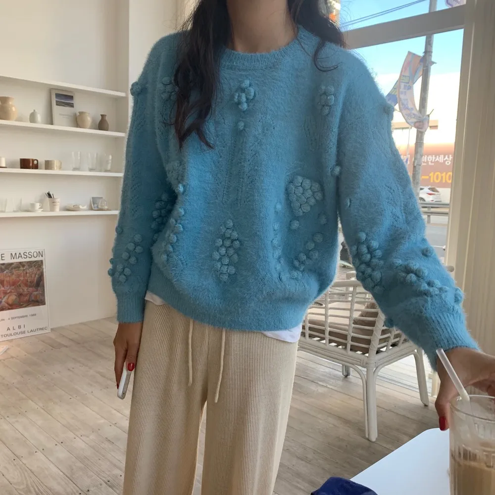 GRUIICEEN осень зима модный свитер с круглым вырезом Женский вязаный пуловер