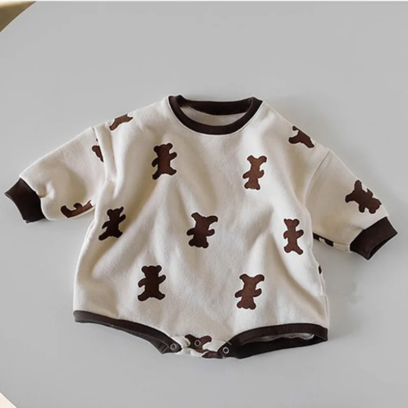 

2021 Korean Baby Bear Spring Autumn Jumpsuit Boys Girls Cute Air Cotton Loose Long Sleeve Jumpsuit