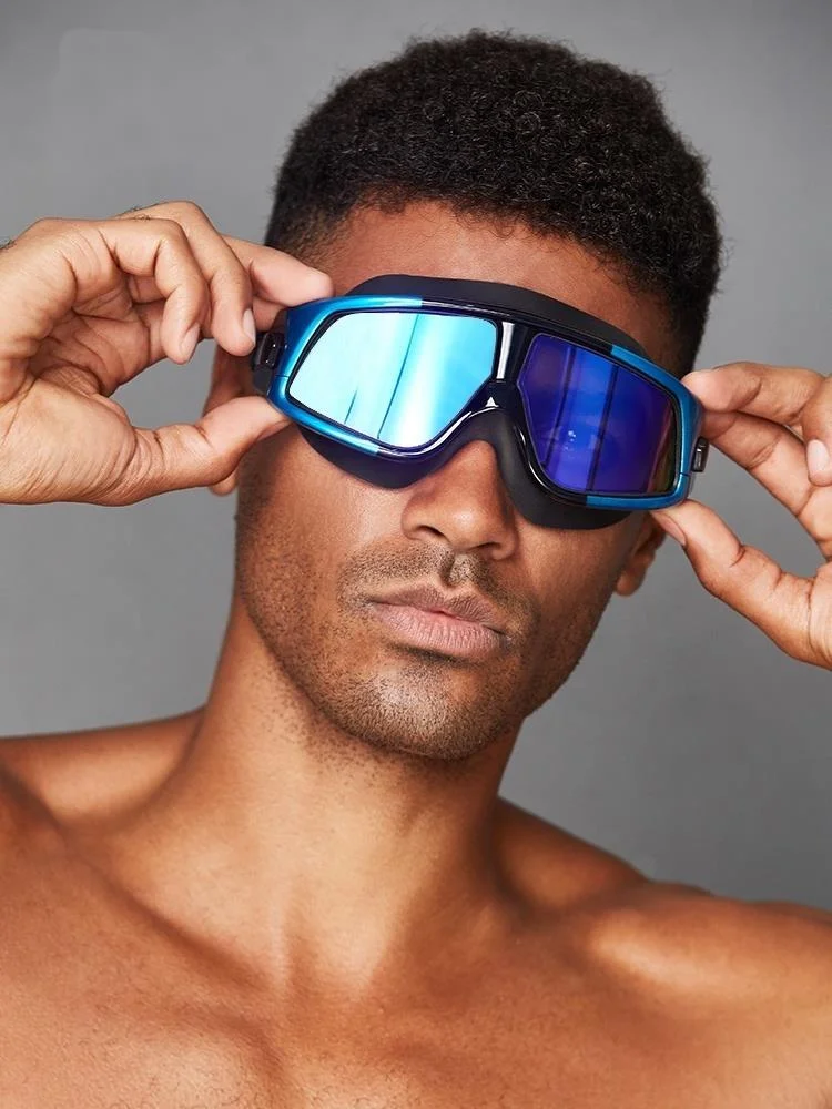 

RTTAN large frame swimming goggles fog proof HD myopia electroplating professional diving swimming glasses equipment set