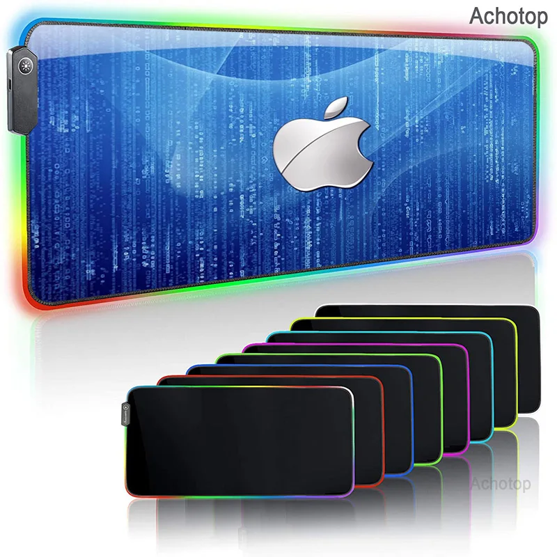 

2021 Apple RGB Mouse Pad Large Gaming Mouse Pad Gamer xxl Computer Mousepad Led Big Mouse Mat Keyboard Desk PC Mause Pad