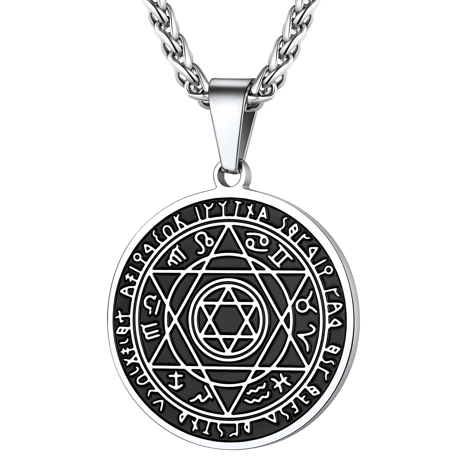 

Talisman Seal Solomon Six-Pointed Star 12 Constellation Pendant Witch Jewelry, Stainless Steel 18K Real Gold Plated Necklace