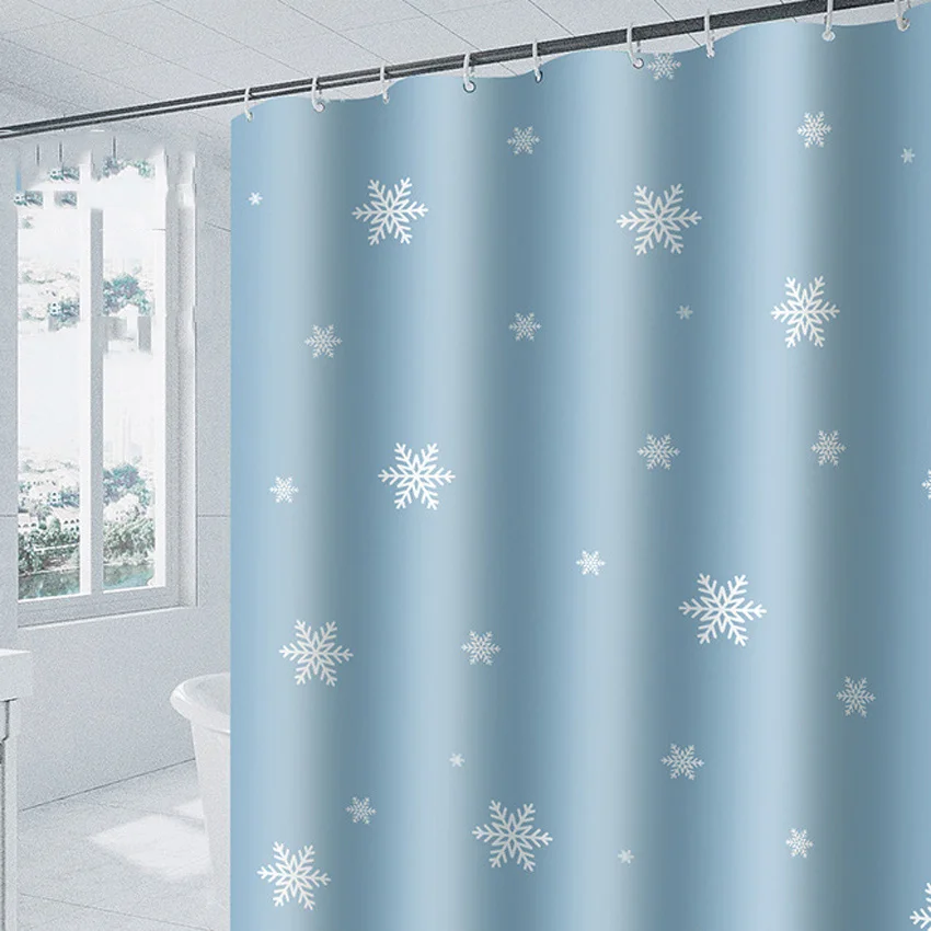 

Утолщенная занавеска для душа из полиэстера с принтом снежинок, чехол для душа и туалета, водонепроницаемый чехол для ванной с защитой от пл...