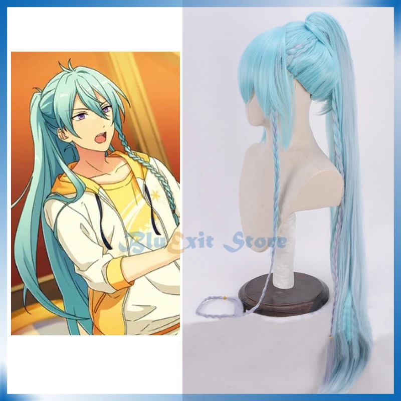 Игра Аниме ансамбль звезды Hibiki Wataru парик синий 100 см длинный хвост косплей волос