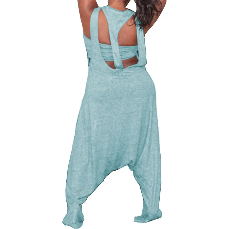 

YEYA Causal Loose Two Piece Sets Breast Wrap Off Shoulder Top and Square Collar Sleeveless Jumpsuits Party Streetwear Outfits