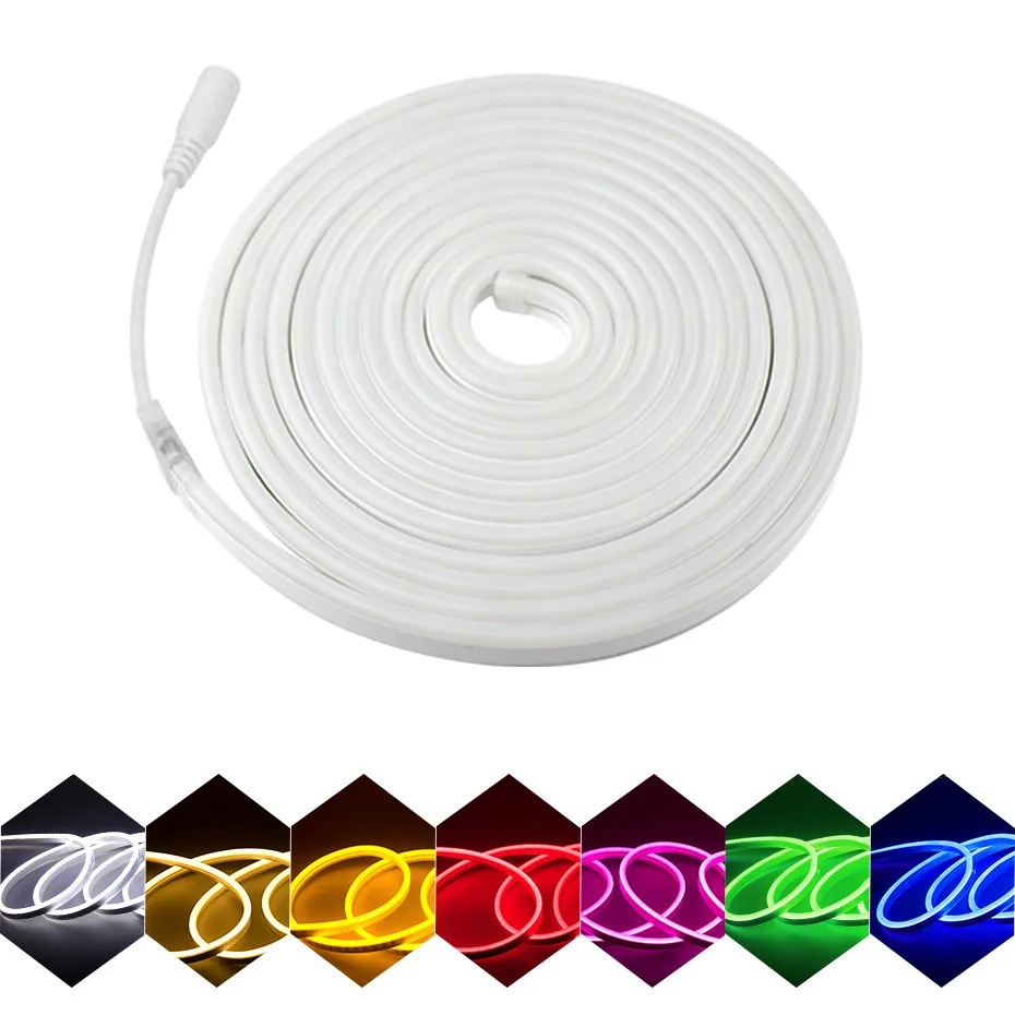 

Outdoor Decoration Neon LED Light Strip IP67 Waterproof Energy-saving 5W/m DC12V LED Ribbon RGB Flexible Neon LED Light Tape