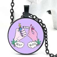 new necklace 2020 product best friend forever couple necklace best lace lighter and cigarette cabochon glass pendant necklace