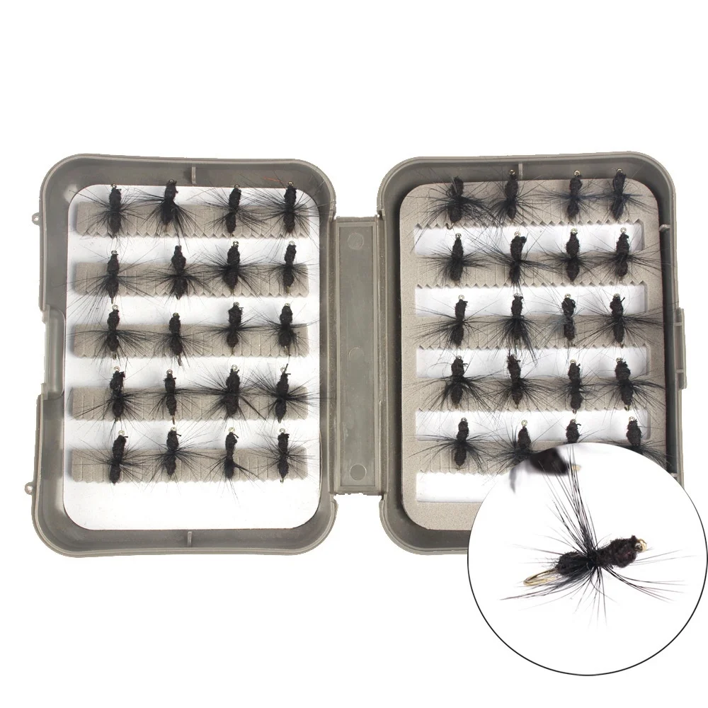 

40 Pieces of Black Ant Fly Lure Bait Insect Fish Hook Bionic Hook Fly Fishing Gear Set