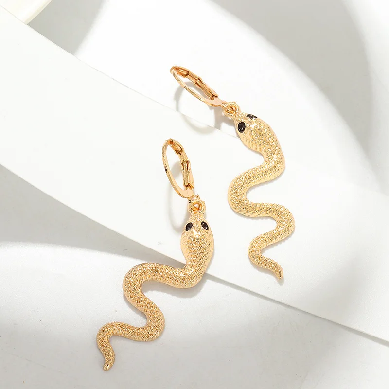 Модные женские металлические серьги в виде змеи стиле панк золотые длинные |