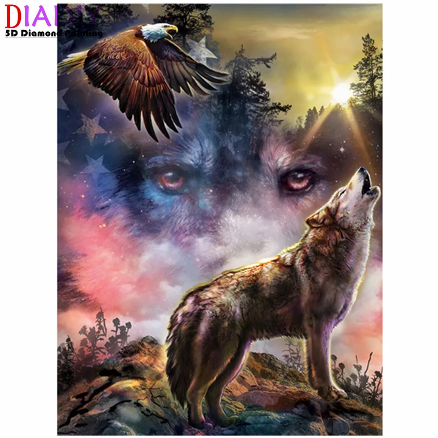 

5D Diamond Painting Full Round Square Embroidery Picture Mosaic Art Accessories Wolf Eagle Cross Stitch Kits Home Decor