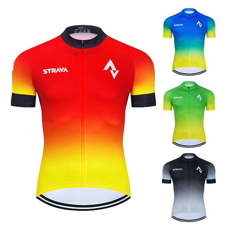 

2021 Summer Team Strava Cycling Jersey Mtb Bicycle Clothing Bike Wear Clothes Men's Short Maillot Roupa Ropa De Ciclismo