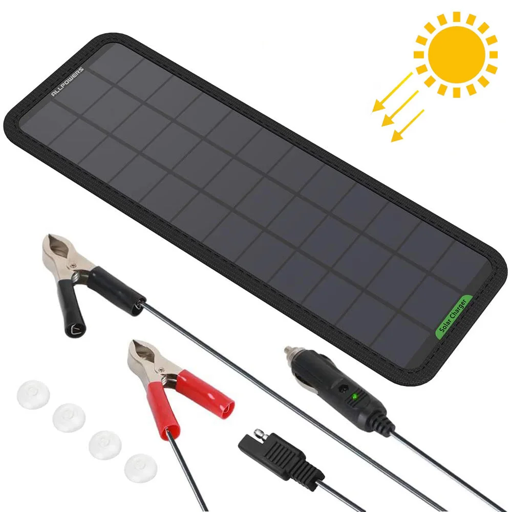 

ALLPOWERS Solar Panel Charger Solar Trickle Maintainer Charger 7.5W for Car Motorcycle Boat ATV Marine RV Trailer Snowmobile