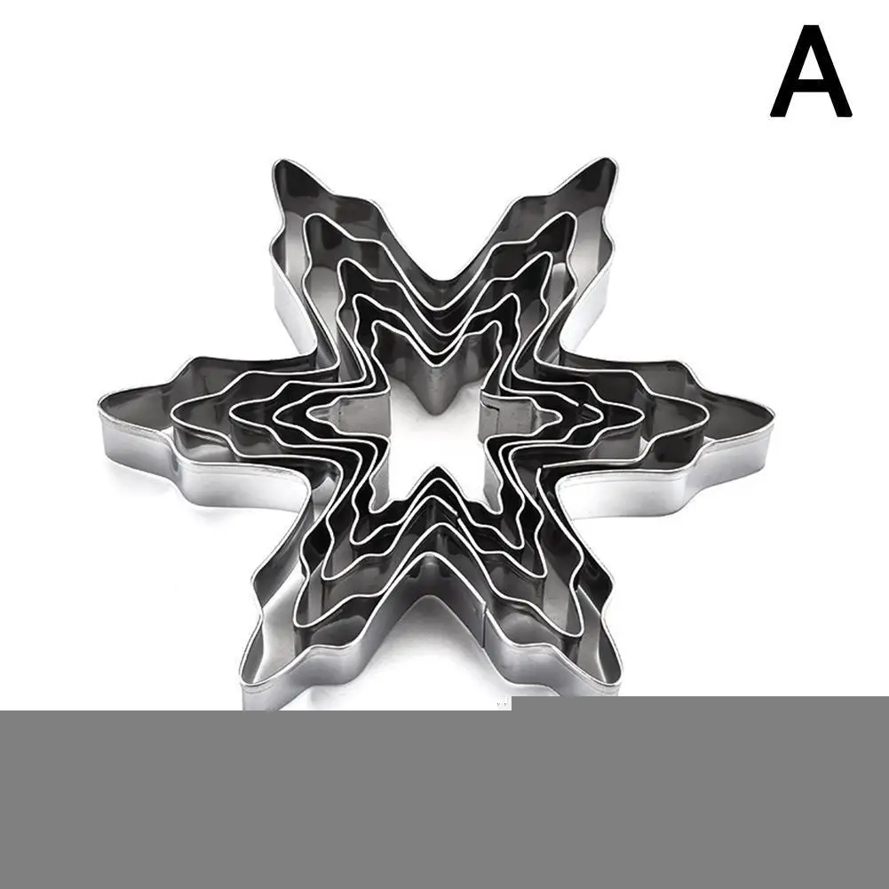 

5Pcs/Set Christmas Snowflake Molds Steel Cookie Cutters Fondant Biscuit Cake Moulds Baking Mold Icing Mold Christmas J2V4