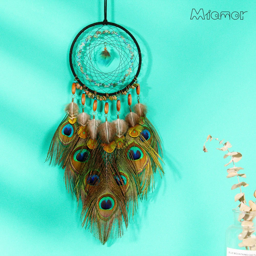 MIAMOR Ловец снов с павлиньими перьями декор для детской комнаты свадьбы и дома