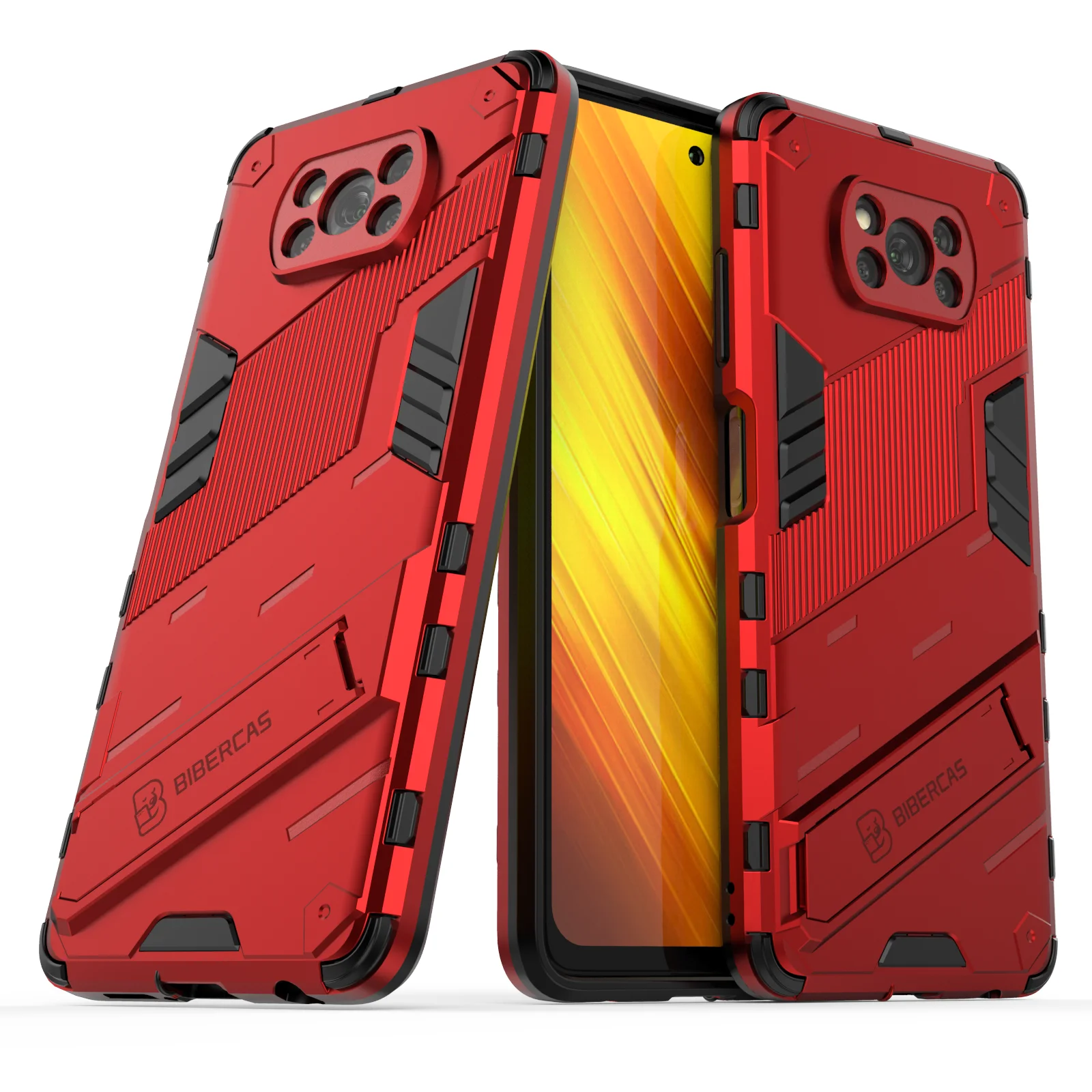 

Shockproof Armor Colorful Phone Case For Xiaomi 11 Redmi Note 9S 9 Pro Max Poco X3 NFC Rugged Bracket Anti-Fall Protector Cover