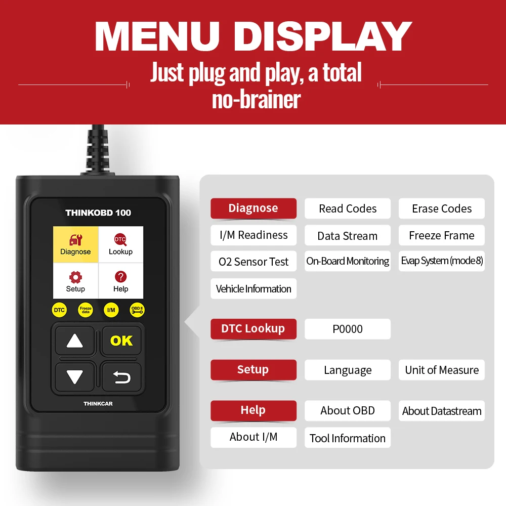 THINKCAR THINKOBD 100 OBD2 Автомобильный сканер OBDii Авто диагностический инструмент pk elm327
