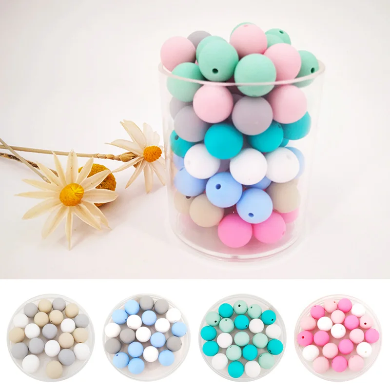 30 шт смешанные цвета 15 мм Силиконовые Прорезыватели круглые для ожерелья