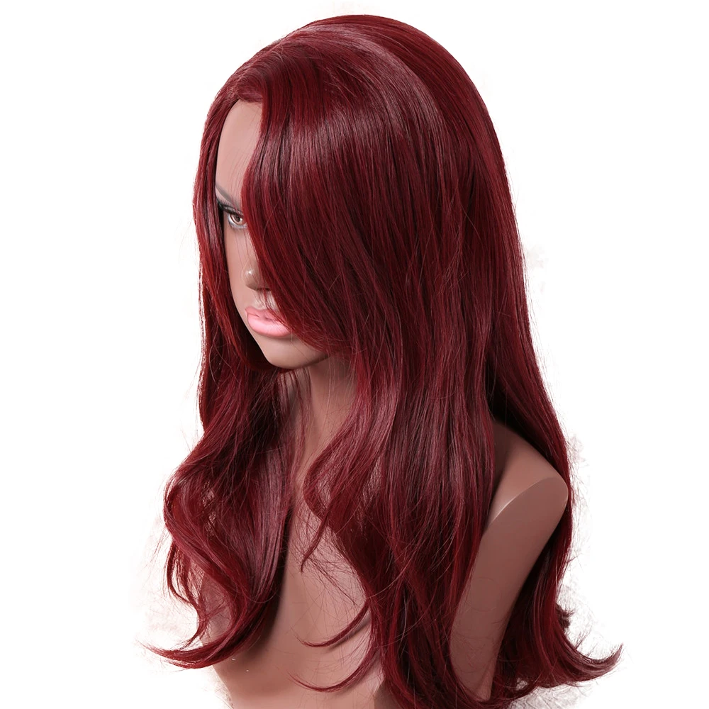 Парики из натуральных волнистых волос красный коричневый для белых/черных