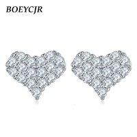 boeycjr 925 silver loving heart total 0 3ct d color moissanite vvs fine jewelry diamond stud earring for women