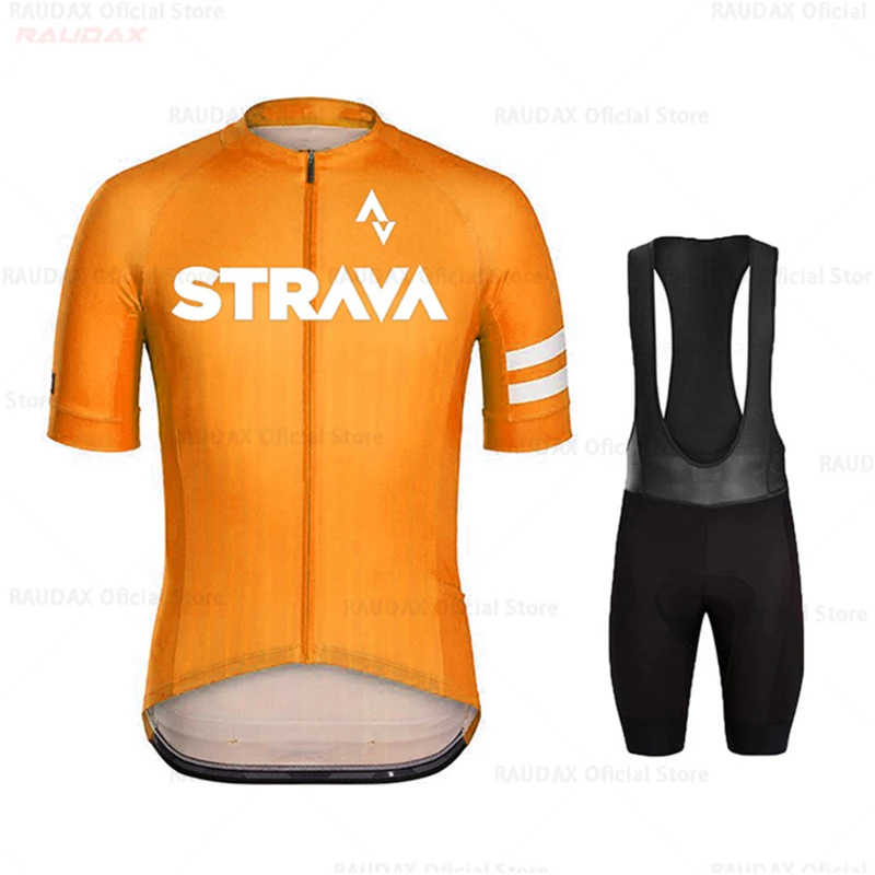 

STRAVA Cycling Jersey Men's Summer Short-sleeved Breathable Mountain Bike Cycling Jersey Strap Cycling Jersey Suit