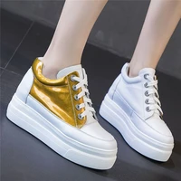 trainers women cow leather fashion sneakers platform wedge high heel lace up casual ankle boots oxfords