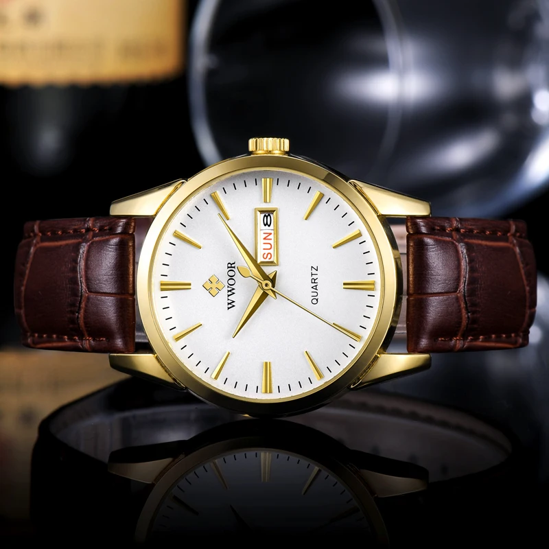 Часы наручные WWOOR Мужские кварцевые аналоговые брендовые Роскошные