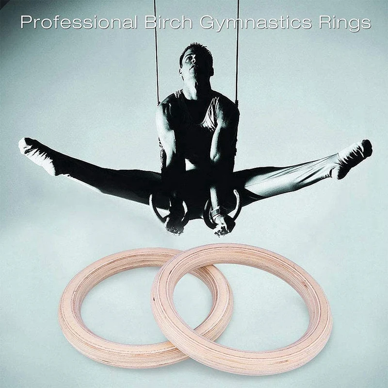 

Gymnastic Rings Olympic Gym Rings with Heavy Duty Adjustable Straps Wooden Gym Rings for Pull Ups and Dips