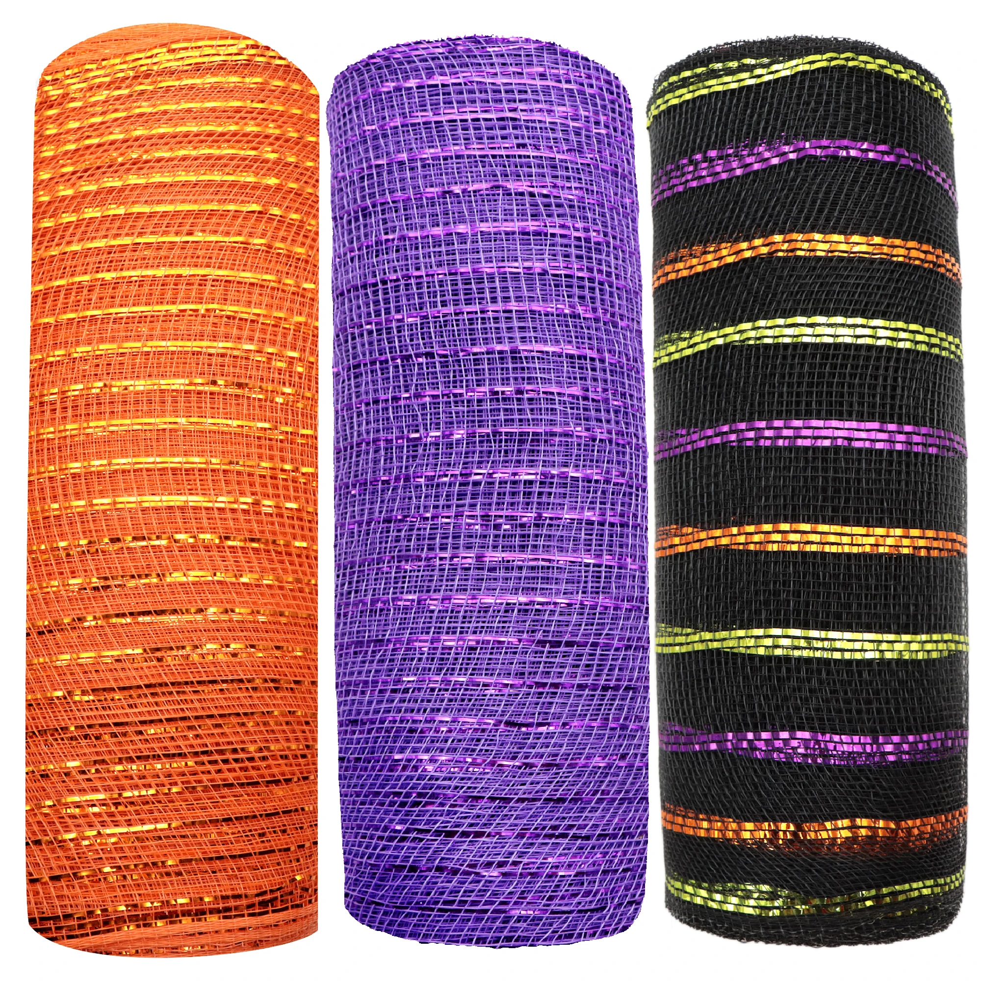 

Полиэтиленовая сетчатая лента для домашнего декора, 3 шт./компл., 25,5 см, с металлической фольгой в каждой рулоне для венков, сумок, бантов, 10 яр...