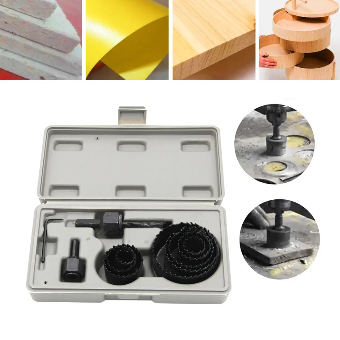 

Набор отверстий для деревообработки, 11/16 шт., набор сверл из углеродистой стали, 19-127 мм, набор резаков для гипсокартона, потолка, дерева, ручн...