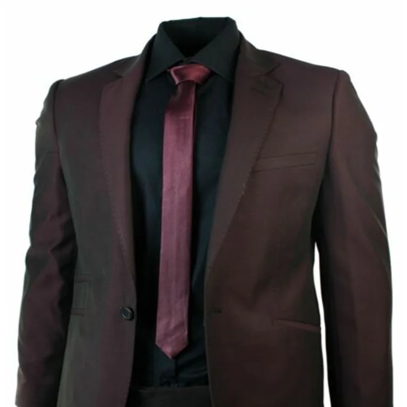 

Burgundy Mens Suits Skinny Fit Slim 2 Piece One Button Maroon Suit Blazer Trouser Prom Wedding Suits For Men