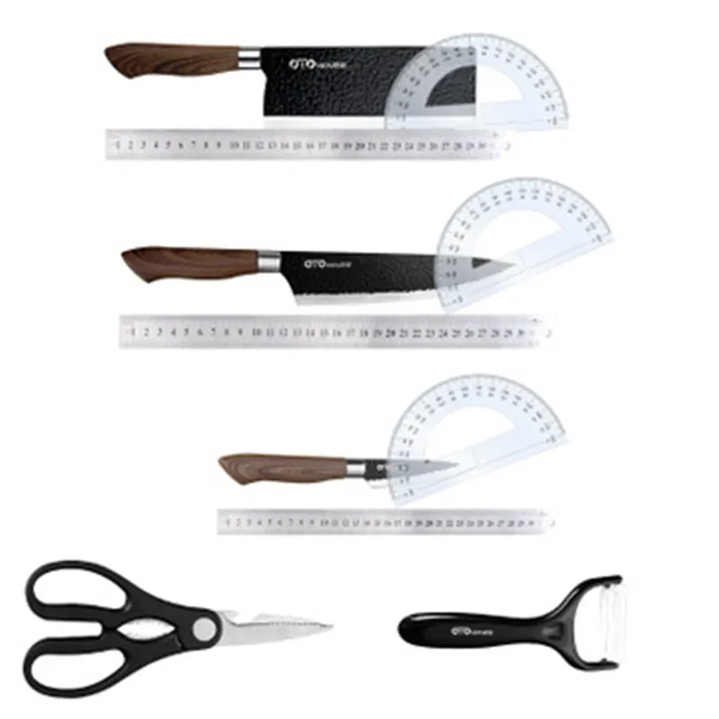 

5 PCS Set Tools Forged Kitchen Knife Scissors Stainless Steel Peeler Chef Slicer Chef Paring