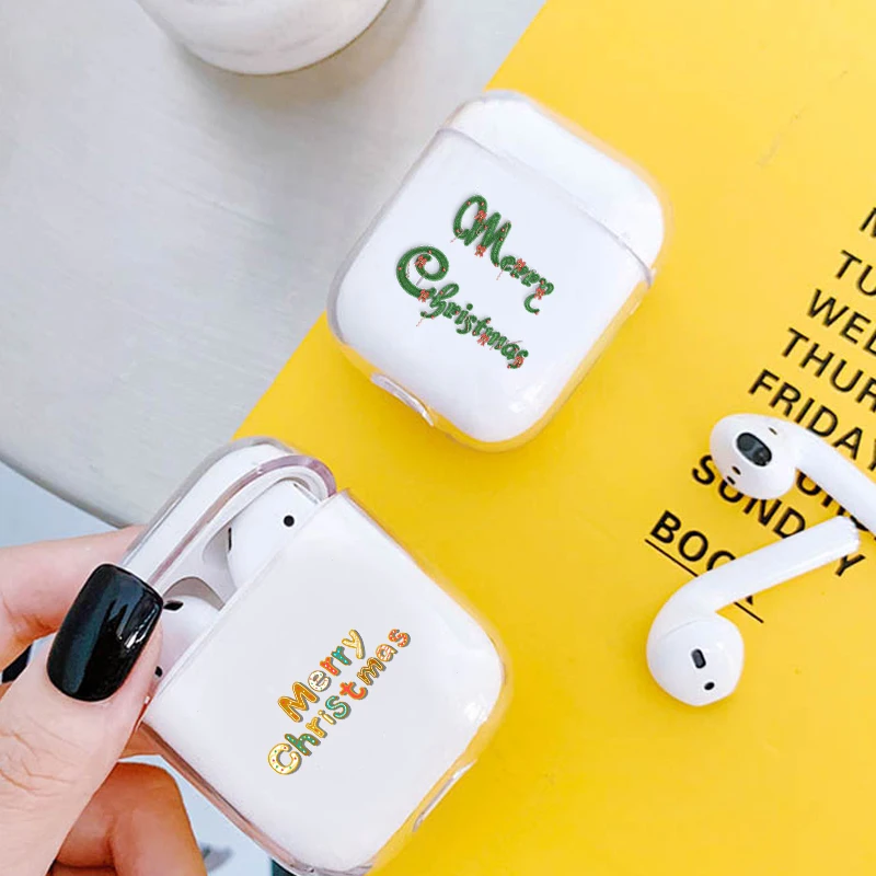 Веселый Рождественский жесткий милый чехол Airpod 2 для IPhone Airpods модный прозрачный
