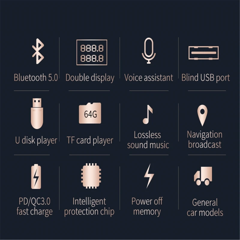 

Car FM transmitter Bluetooth Wireless Handsfree Car Kit 5.0 QC3.0 PD18W Quick Charger U Disk Music Player Dual LCD Display