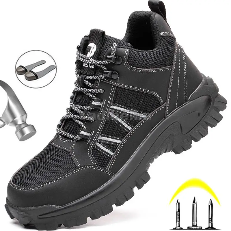

2022 New Work Boots Safety Steel Toe Shoes Men Protective Shoes Work Sneakers Anti-smash Anti-puncture Safety Shoes Hiking Boots