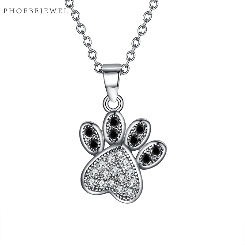 Фото Phoebeдрагоценность милый серебряный цвет отпечаток лапы собаки женское ожерелье