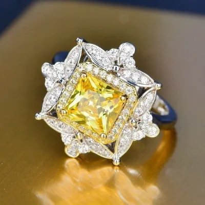 Style 1 Роскошные 925 anillos серебряное цитриновое белое топаз Свадебные Коктейльные Вечерние кольца для женщин AAAA циркониевое кольцо ювелирные изделия - Цвет камня: Style 1