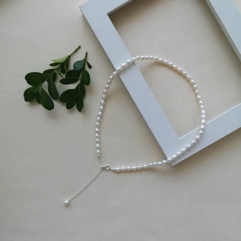 

Natural Freshwater Pearl Necklace S925 Sterling Silver Customized Jewelry For Woman Gift Party Handmade Fine High Quality