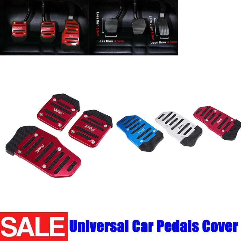 Universal Car Aluminum Pedals Cover Set Kit For Manual Gear Auto Brake Non-Slip Clutch  Stylish Design Treadle Car Accessories