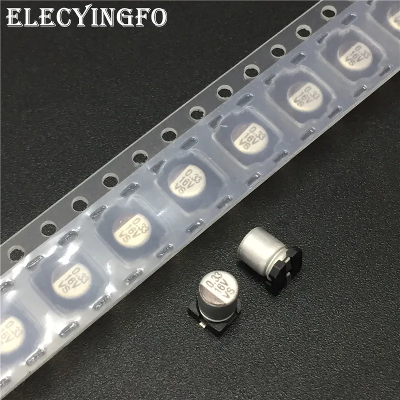 

20 штук 0,33 мкФ 16V0.33UF 4x5,4mm Хорошее качество 16V0.33uF SMD Алюминий электролитический конденсатор с алюминиевой крышкой