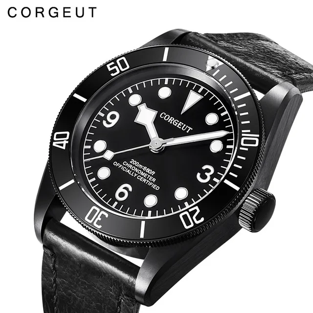 corgeut 3 41 мм Corgeut автоматические механические часы коричневый циферблат Бронзовый чехол светящиеся знаки сапфировое стекло автоматические водонепроницаемые мужские часы - Цвет: corgeut 3