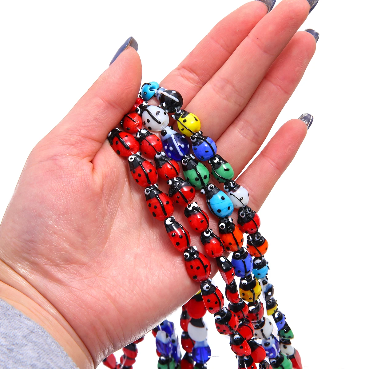 Милая Божья коровка из бусин изящные красные/смешанные в форме жука лампворк