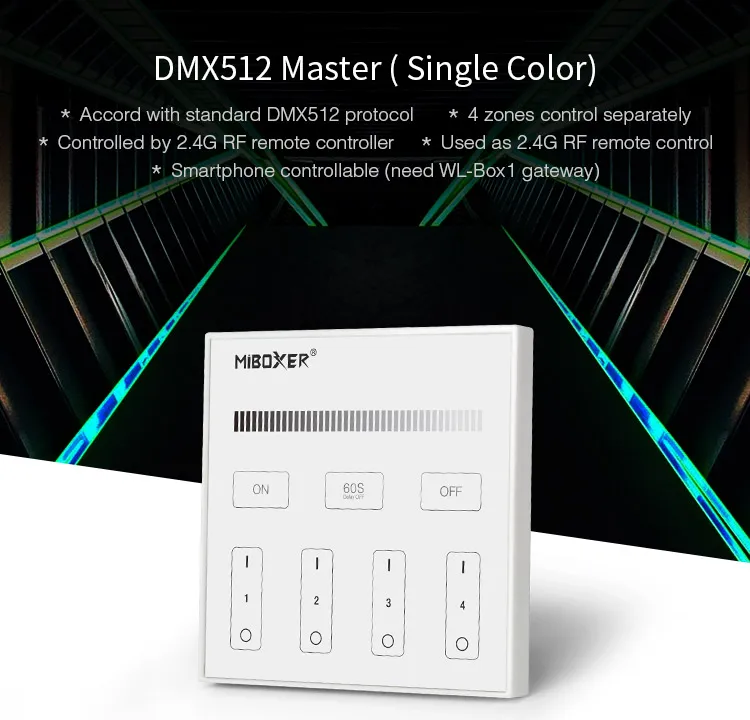 Miboxer-controlador dmx512 master rf 2.4g, 4 zona,