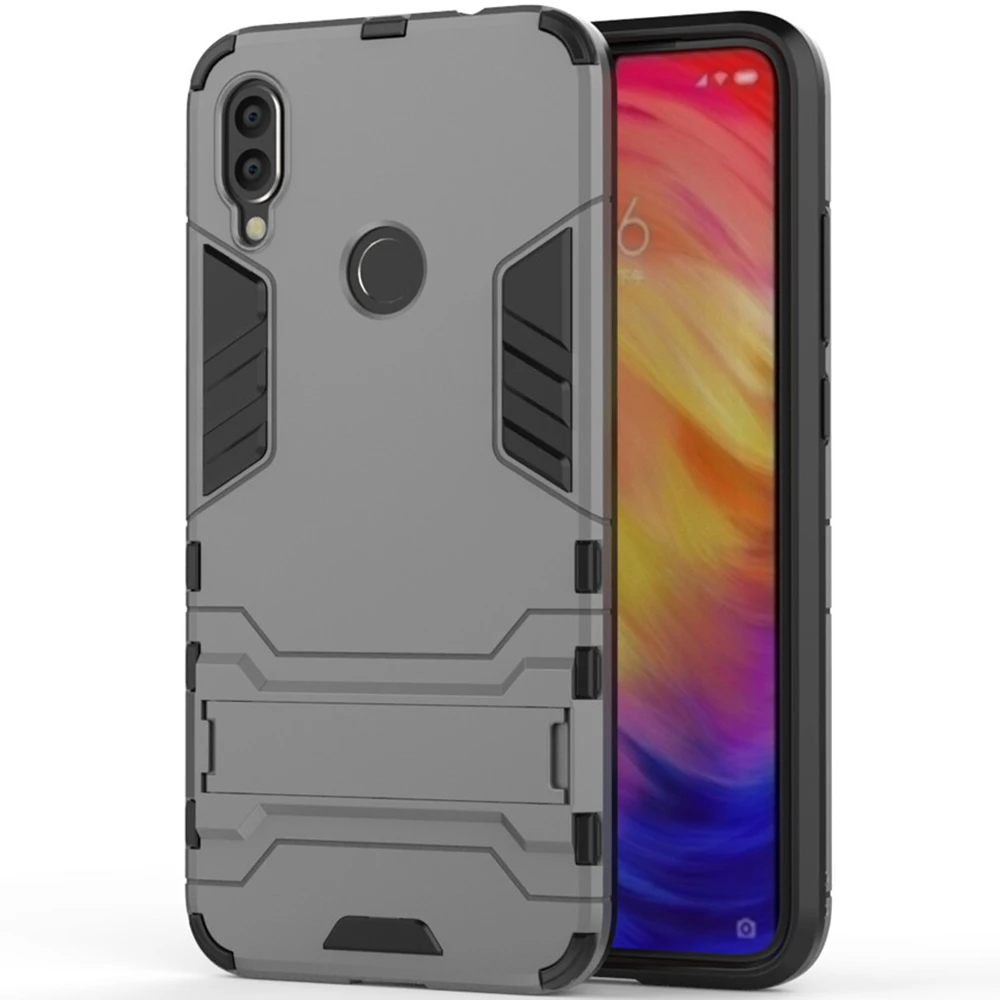 Для Xiaomi Redmi Note 7 чехол Роскошный Железный человек Стенд чехол жесткий Броня+ Мягкий Силиконовый ТПУ чехол для Xiaomi Redmi Note 7