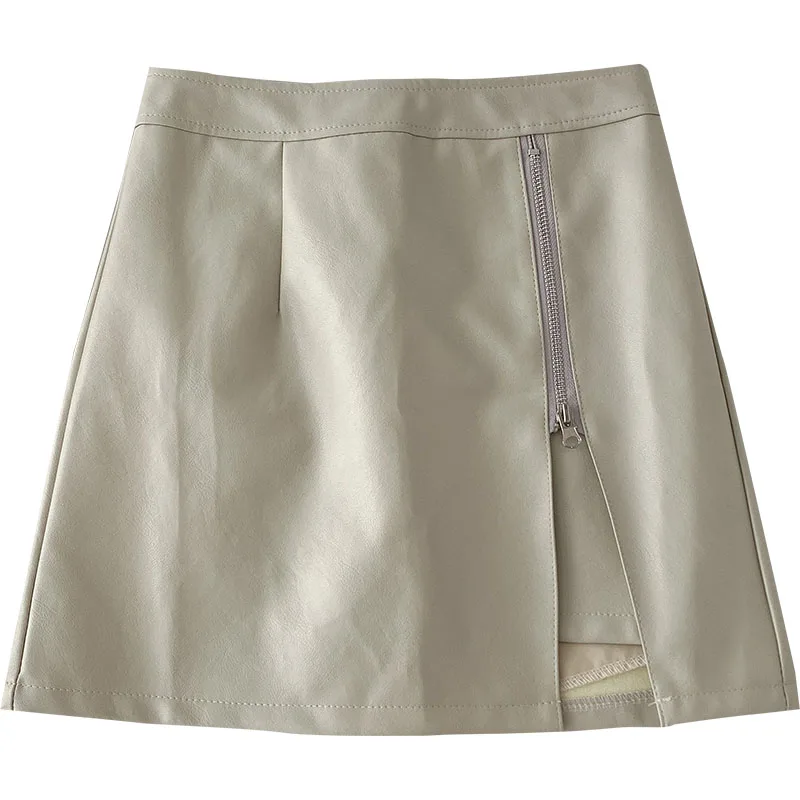 

PU Leather Zipper Women Skirts Solid Summer New 2021 A-Line Mini Sexy Club Style Female Clothing Top Quality