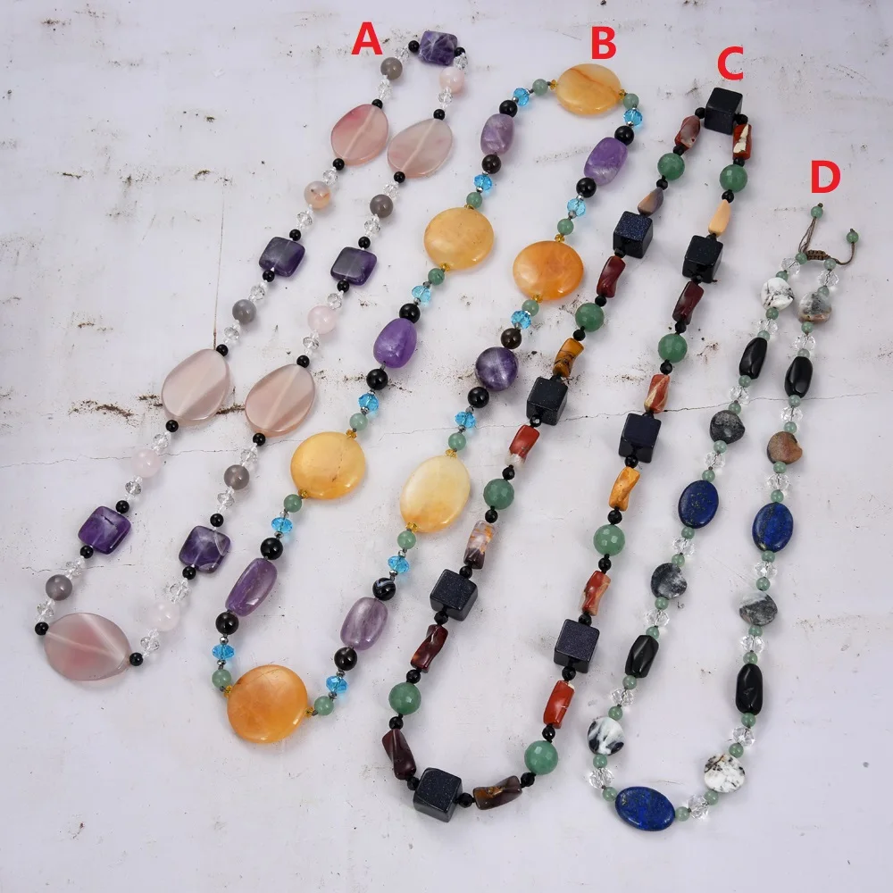 

GG Jewelry ON SALE Natural Gems Semi Stone Agate Amethyst Lapis Jasper Necklace Pendant For Women Lady Fashion Jewelry Gift