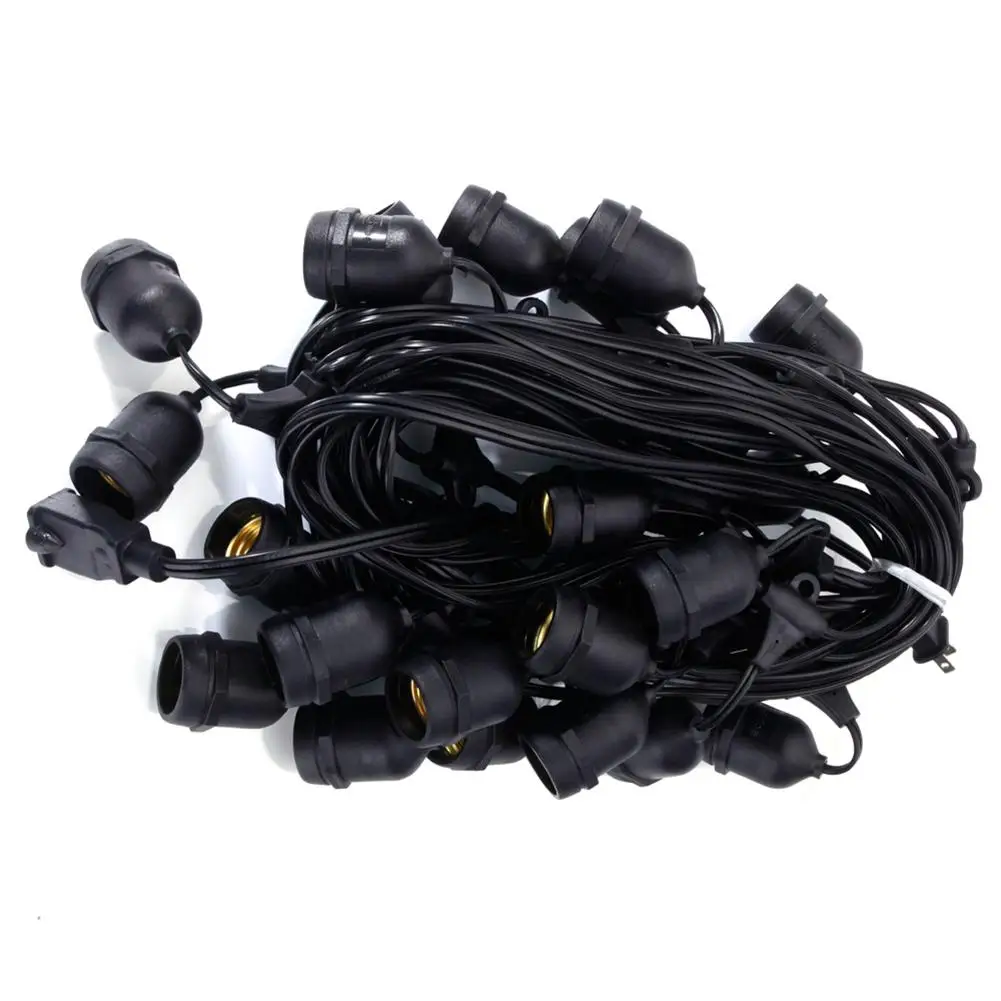 

S14 24pcs Light Bulb Outdoor Yard Lamp String Light with Black Lamp Wire
