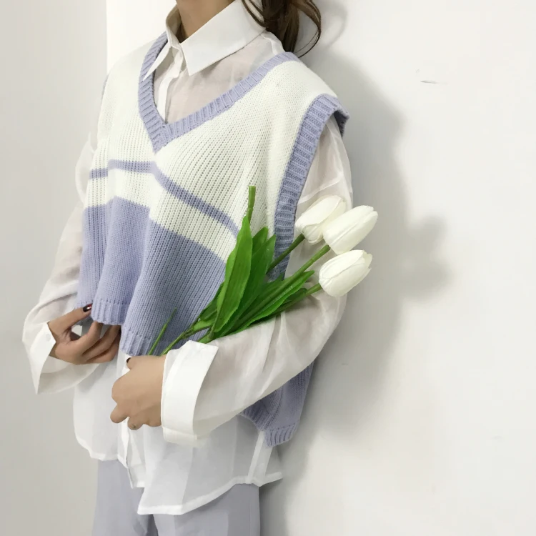 Укороченный Повседневный Женский Топ в стиле Харадзюку осень 2020 вязаный